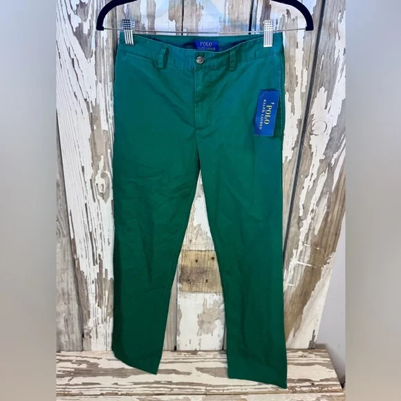 Polo Ralph Lauren Boys Chino Pants Hunter Green Size 12 NWT - Picture 1 of 7